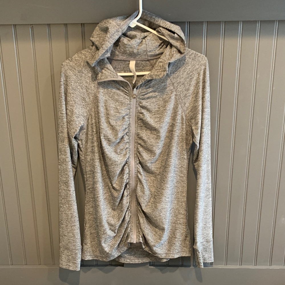 Athleta Heathered Gray Zip-Up Jacket Sz M